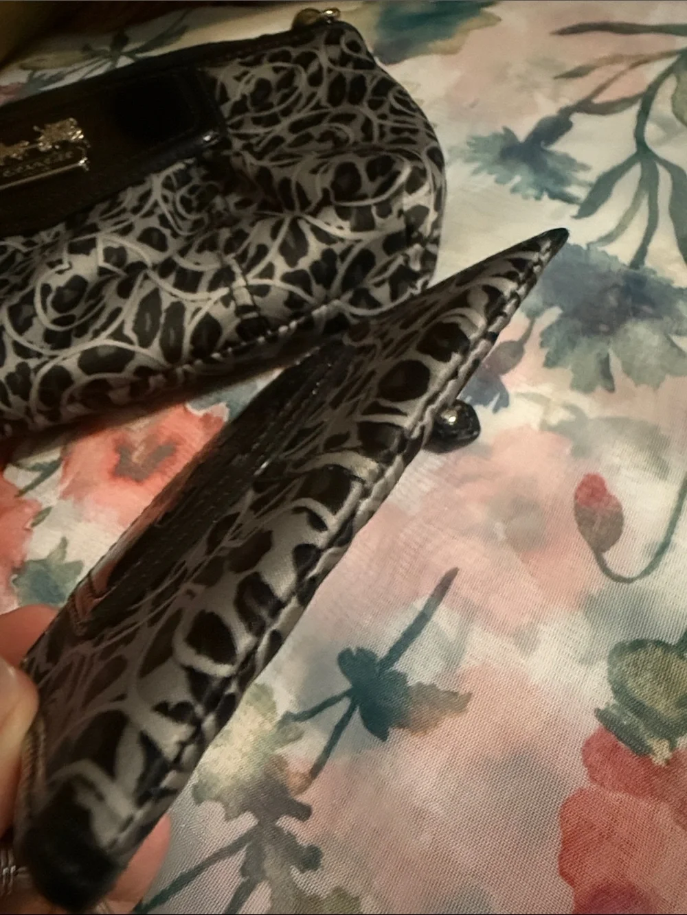Coach Madison Ocelot Print Wristlet and Keychain ID Holder / Coin case preowned